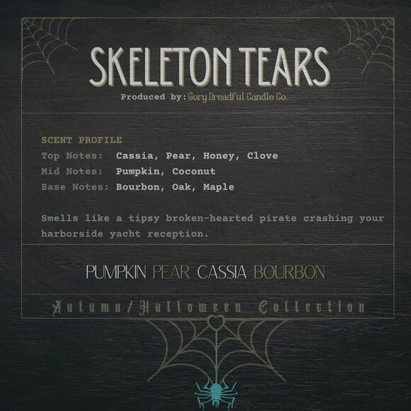 Skeleton Tears Wickless Candle: Pumpkin Pear Cassia Bourbon Scent - Picture 2 of 8